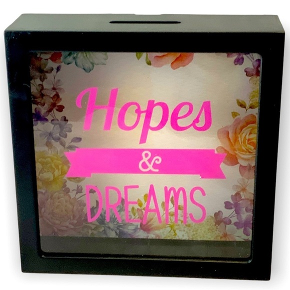 Hopes And Dreams Piggy Bank Square Floral Black Multicolor - Picture 2 of 12